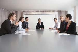 Multiethnic business people having discussion in meeting room